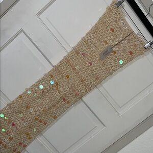 superdown Beige Crochet Skirt with Multicolor Sequins